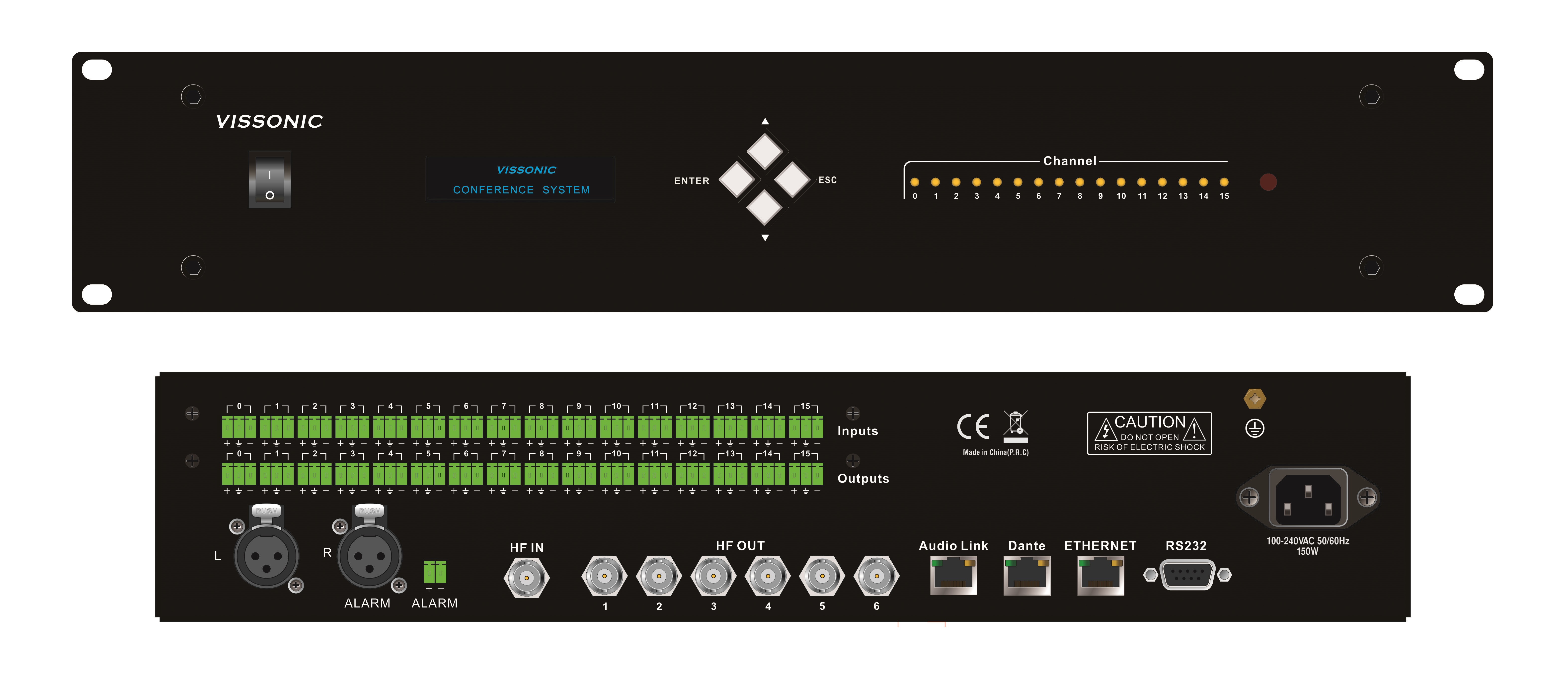 Цифровой ИК передатчик системы синхронного перевода на 16 каналов Vissonic VIS-VLI700A-16