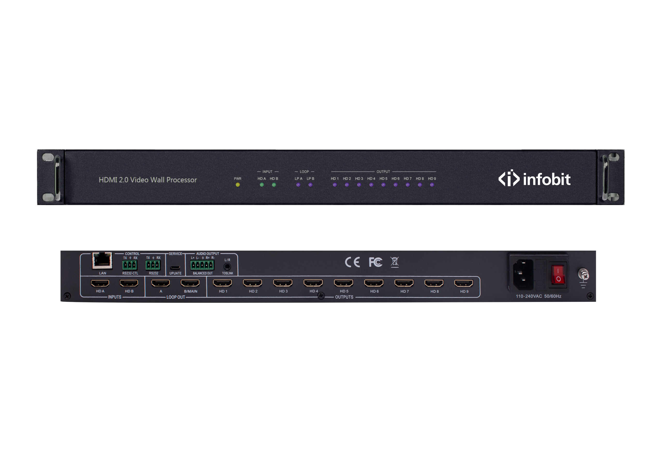 Контроллер видеостены Infobit iWall 209 4K60 HDMI VideoWall Controller, 2xHDMI input, 9xHDMI outputs