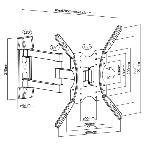 Кронштейн поворотный Brateck KLA27-443, до 30кг
