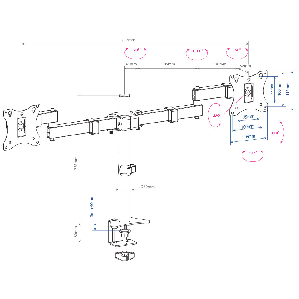 Кронштейн для 2-x мониторов Arm media LCD-T04 black