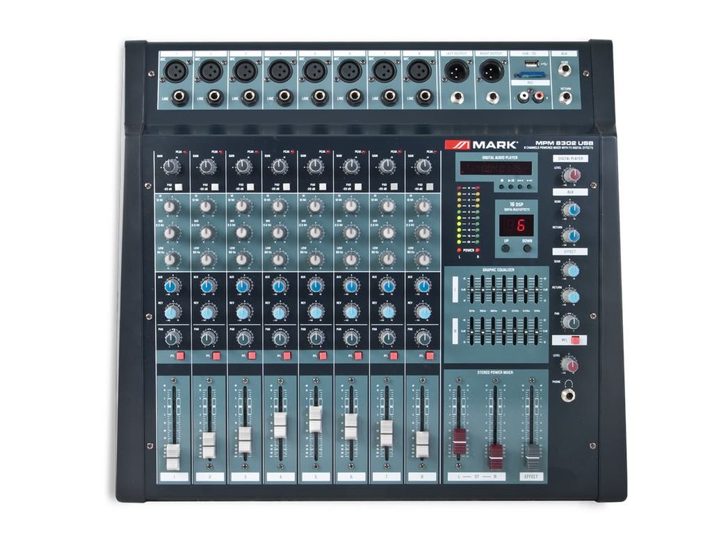 Активный микшерный пульт MARK MPM 8302 USB, 2х300 Вт (4 Ом)