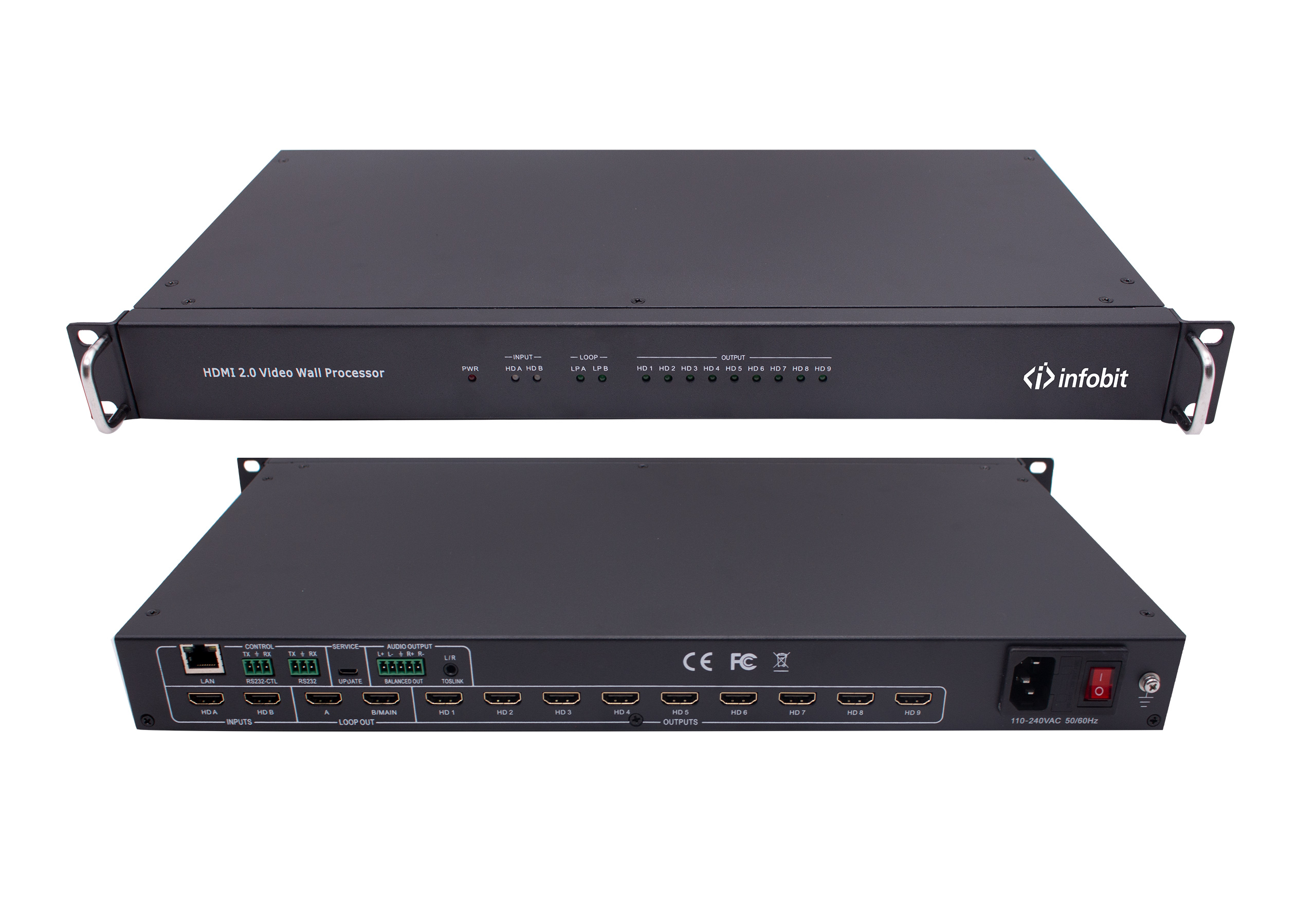 Контроллер видеостены Infobit iWall 209 4K60 HDMI VideoWall Controller, 2xHDMI input, 9xHDMI outputs