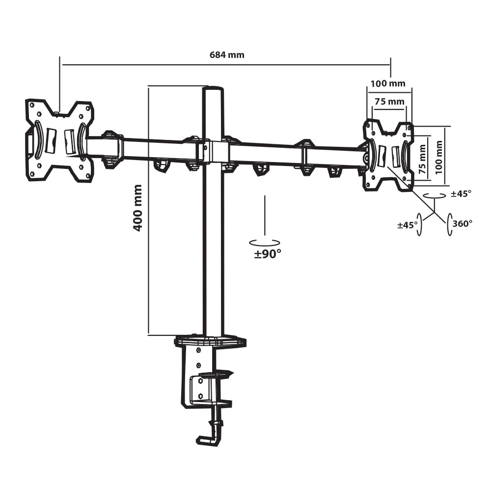 Кронштейн для 2-х мониторов Tuarex ALTA-503 black